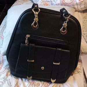 Blk leather backpack